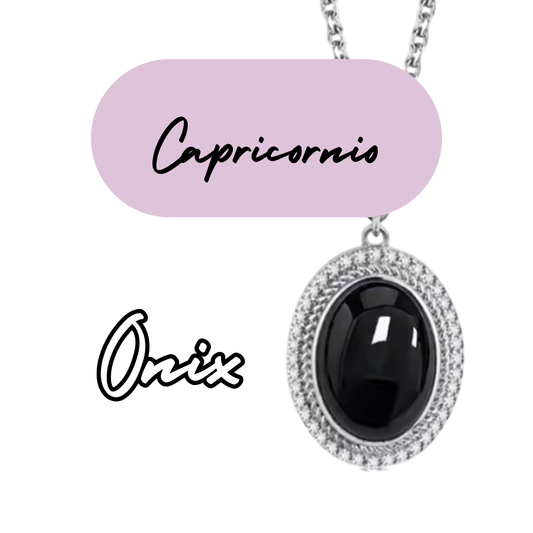 Colgante de Plata de Capricornio - Piedra Natural Ónix