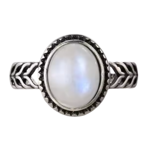 Anillo Piedra Lunar Oval - Intuición - Plata de Ley