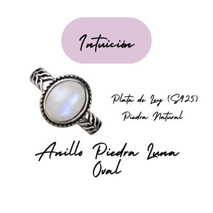 Anillo Piedra Lunar Oval - Intuición - Plata de Ley