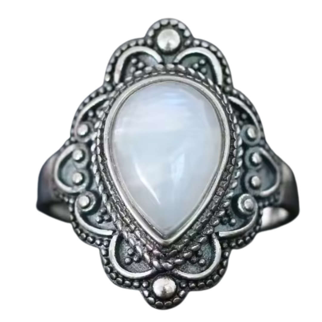 Anillo Piedra Lunar Gota - Plenilunio - Plata de Ley