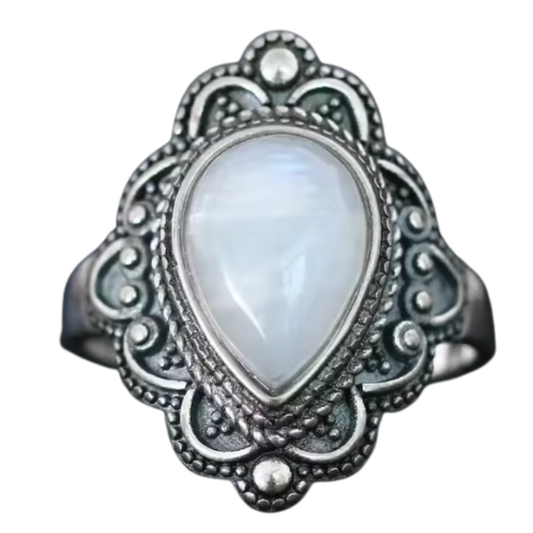 Anillo Piedra Lunar Gota - Plenilunio - Plata de Ley