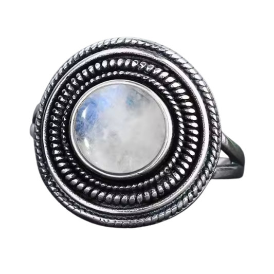 Anillo Piedra Lunar Redondo - Alma Lunar - Plata de Ley