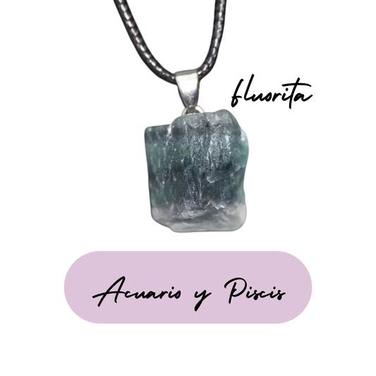 Colgante Energético Piscis - Piedra Natural Fluorita