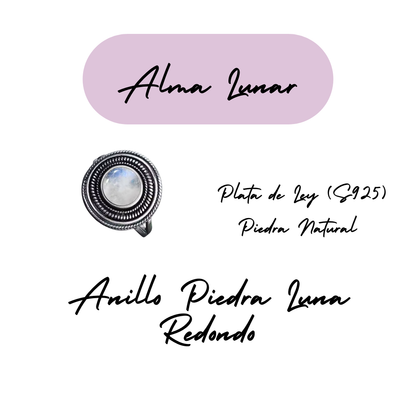 Anillo Piedra Lunar Redondo - Alma Lunar - Plata de Ley