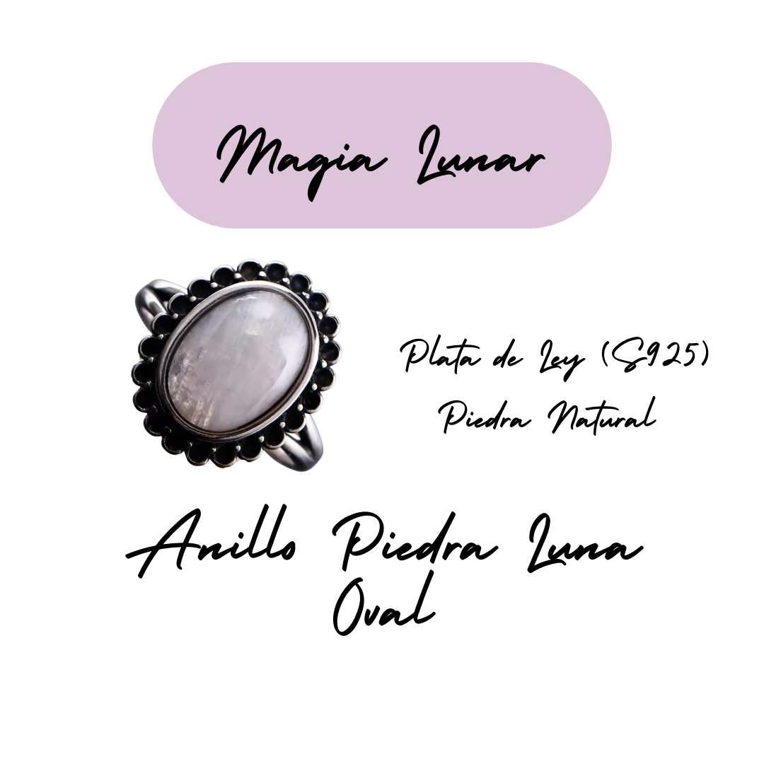 Anillo Piedra Lunar Oval - Magia Lunar - Plata de Ley