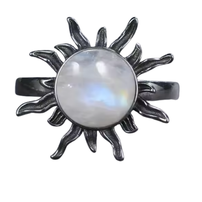 Anillo Piedra Lunar Redondo - Magia Serena - Plata de Ley