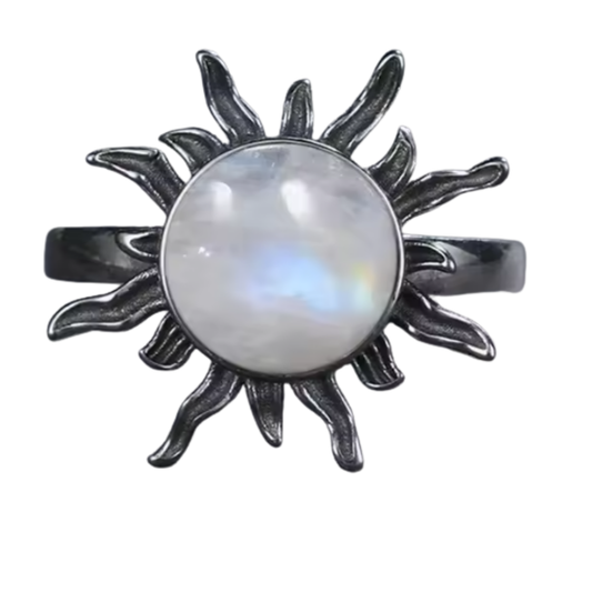Anillo Piedra Lunar Redondo - Magia Serena - Plata de Ley