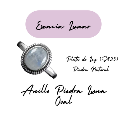 Anillo Piedra Lunar Oval - Esencia Lunar - Plata de Ley