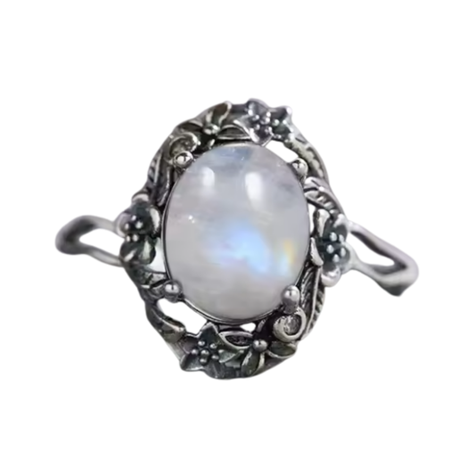 Anillo Piedra Lunar Oval - Amor Lunar - Plata de Ley