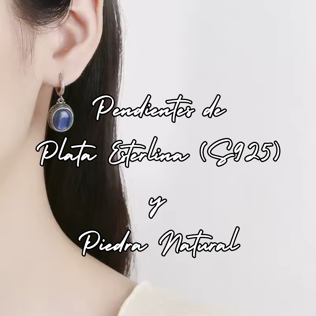 Pendientes largos de Plata de Leo - Piedra Natural Ojo de Tigre