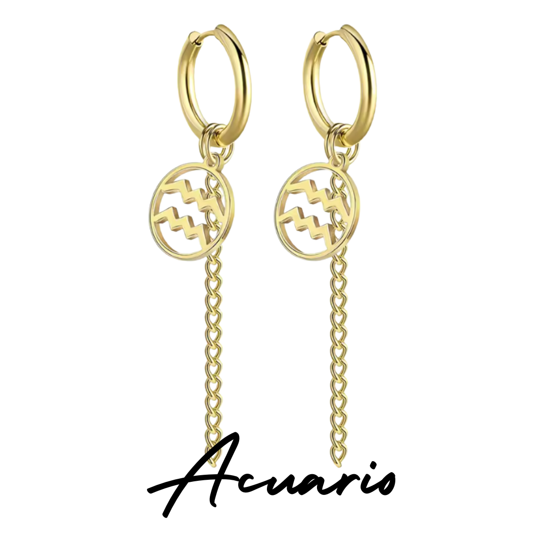 Pendientes Largos con Símbolo del Zodiaco