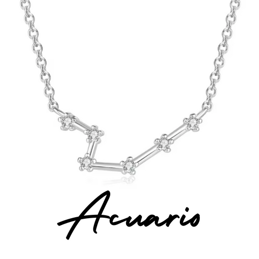 Collar con Constelación de ACUARIO Plateado