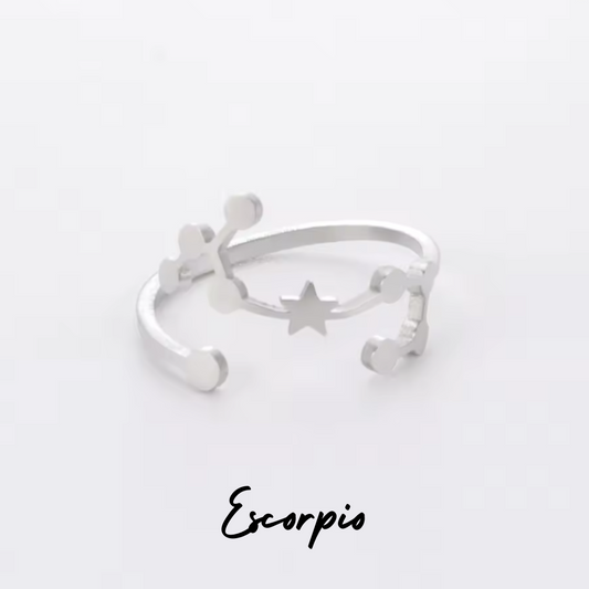 Anillo Plateado con Constelación de ESCORPIO