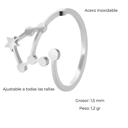 Anillo Plateado con Constelación de VIRGO