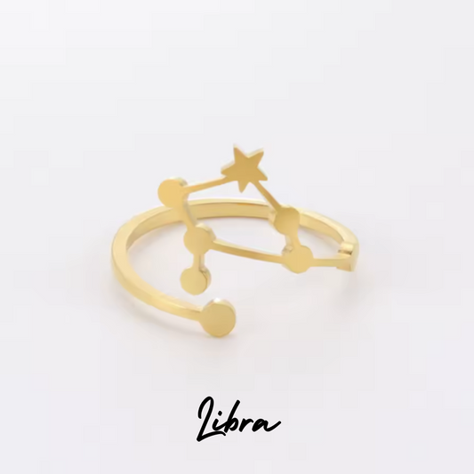 Anillo Dorado con Constelación de LIBRA