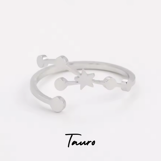Anillo Plateado con Constelación de TAURO