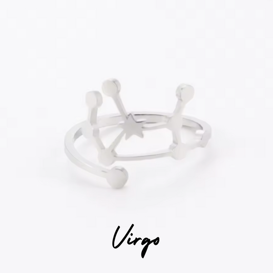 Anillo Plateado con Constelación de VIRGO