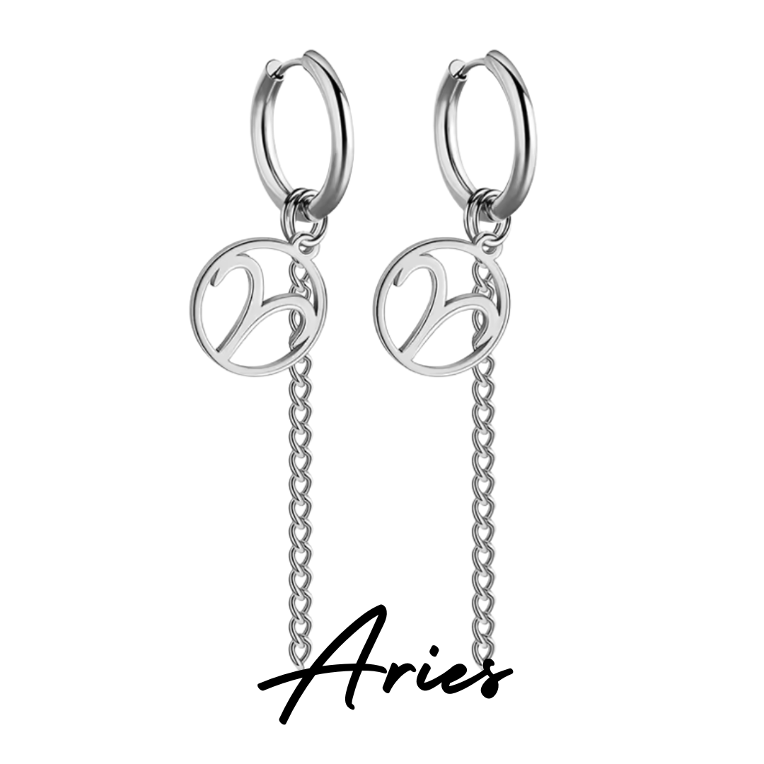 Pendientes Largos con Símbolo del Zodiaco