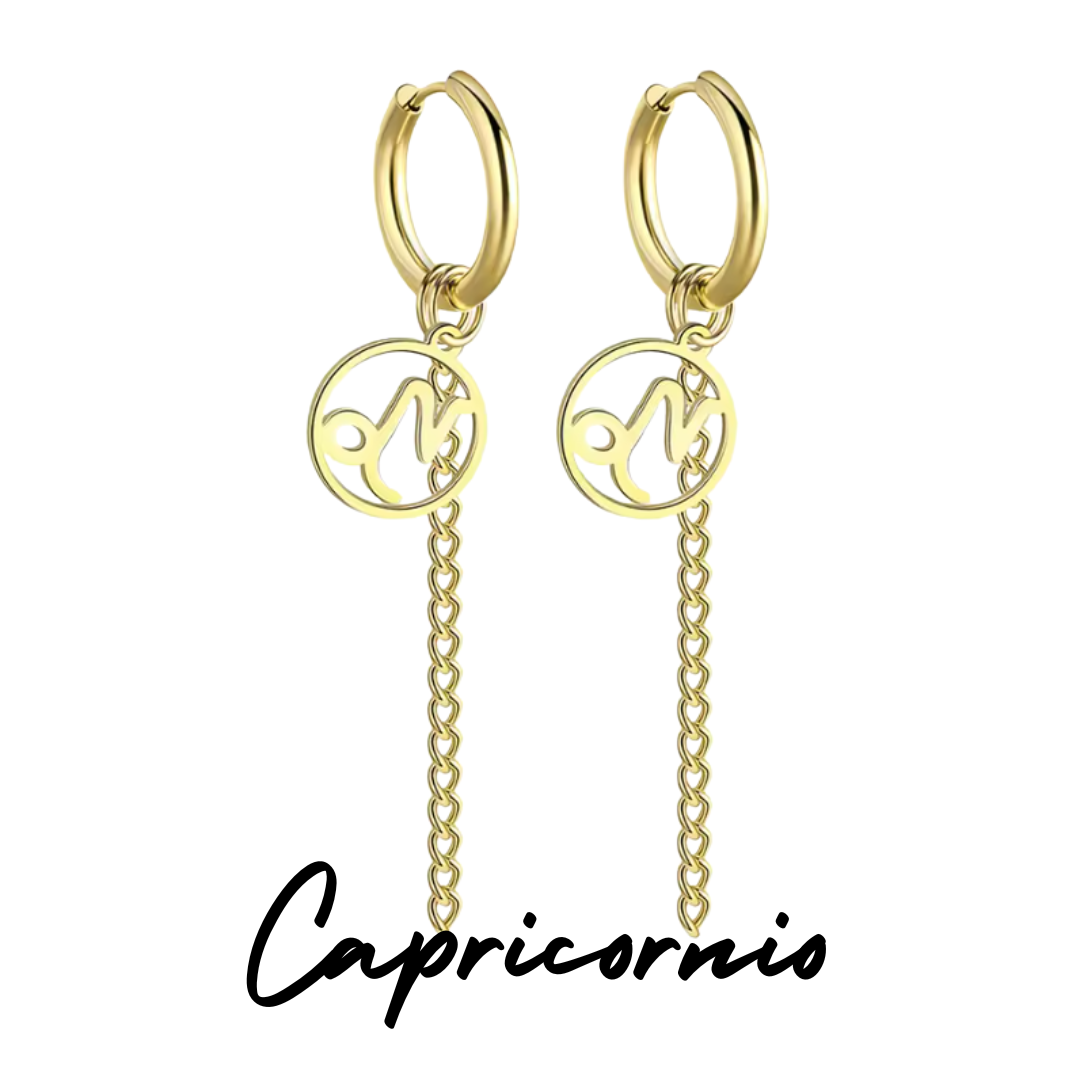 Pendientes Largos con Símbolo del Zodiaco