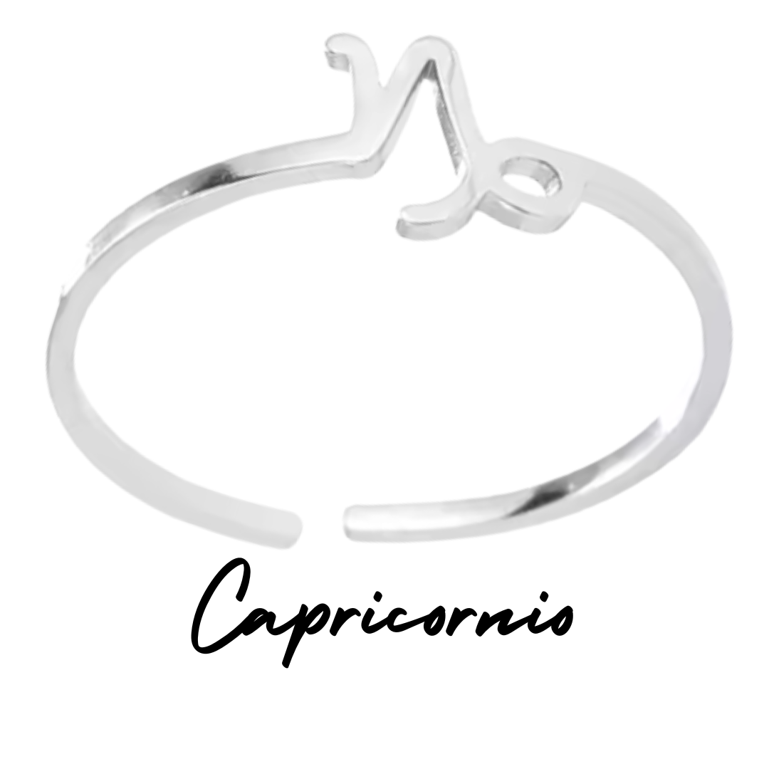 Anillo Plateado con Símbolo del Zodiaco