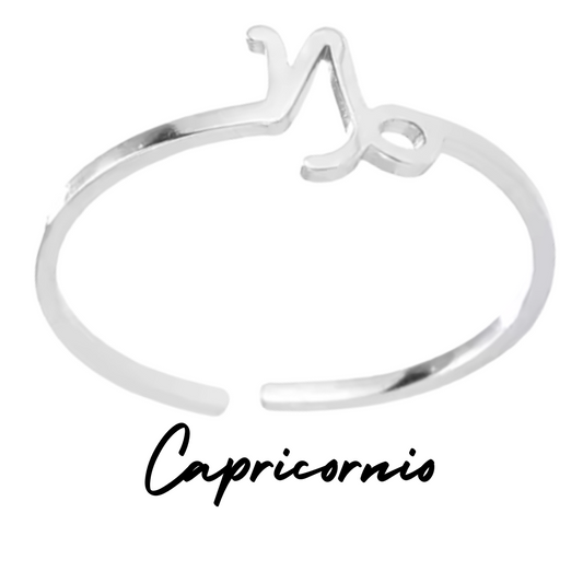 Anillo Plateado con Símbolo de CAPRICORNIO
