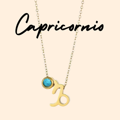 Colgante Doble - Símbolo del Zodiaco y Zirconita