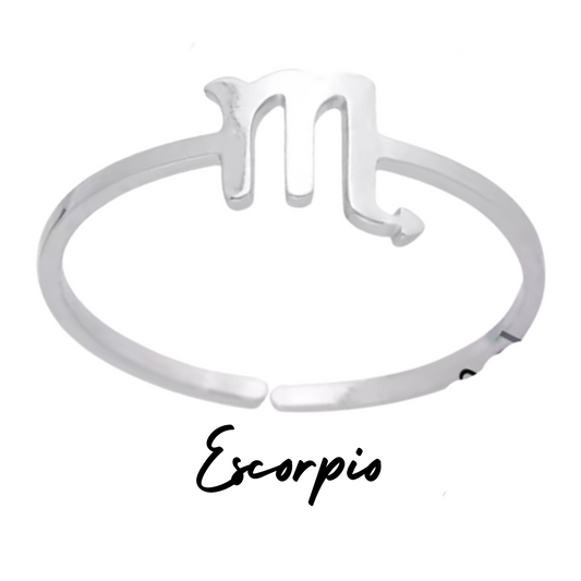 Anillo Plateado con Símbolo de ESCORPIO