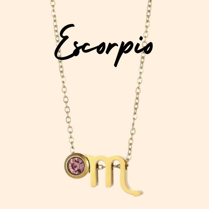 Colgante Doble - Símbolo del Zodiaco y Zirconita