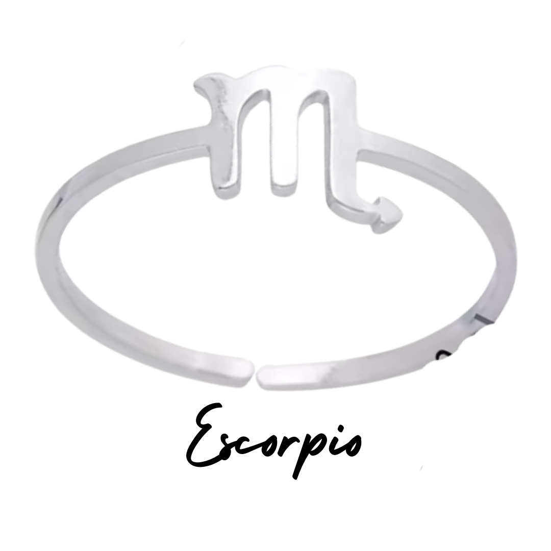 Anillo Plateado con Símbolo del Zodiaco