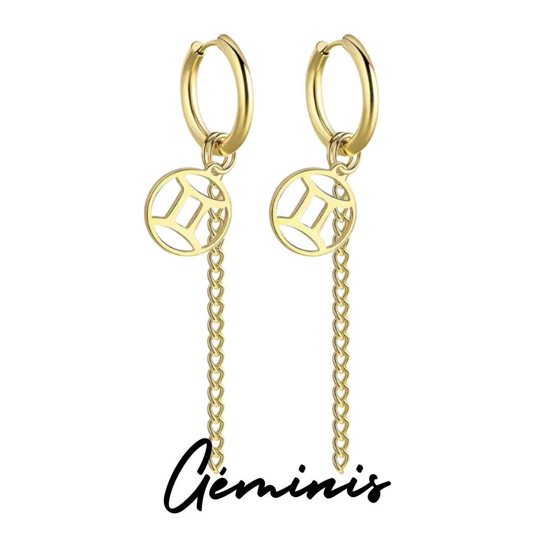 Pendientes Largos con Símbolo del Zodiaco