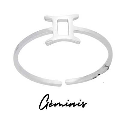 Anillo Plateado con Símbolo del Zodiaco