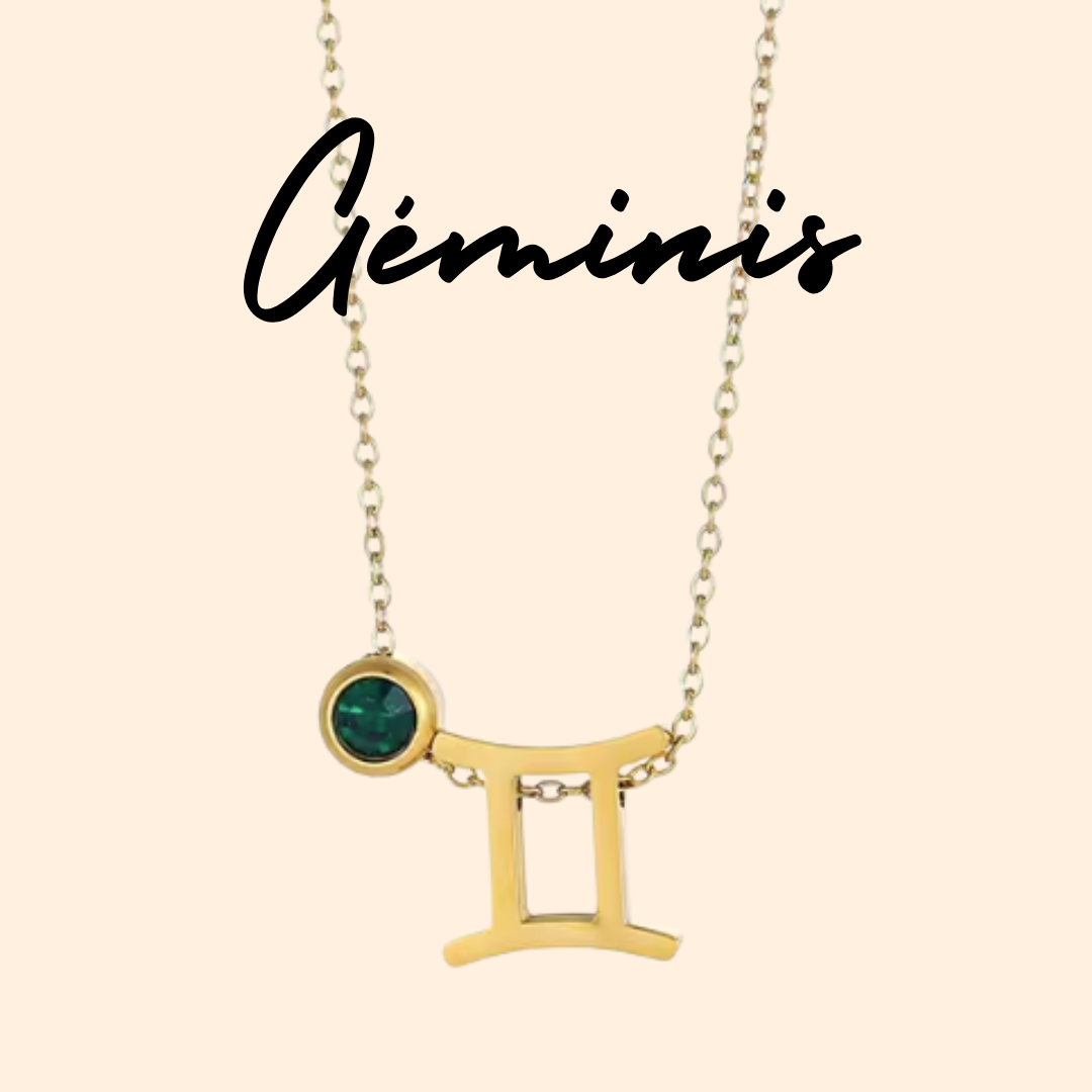 Colgante doble de Símbolo y Zirconita para GÉMINIS