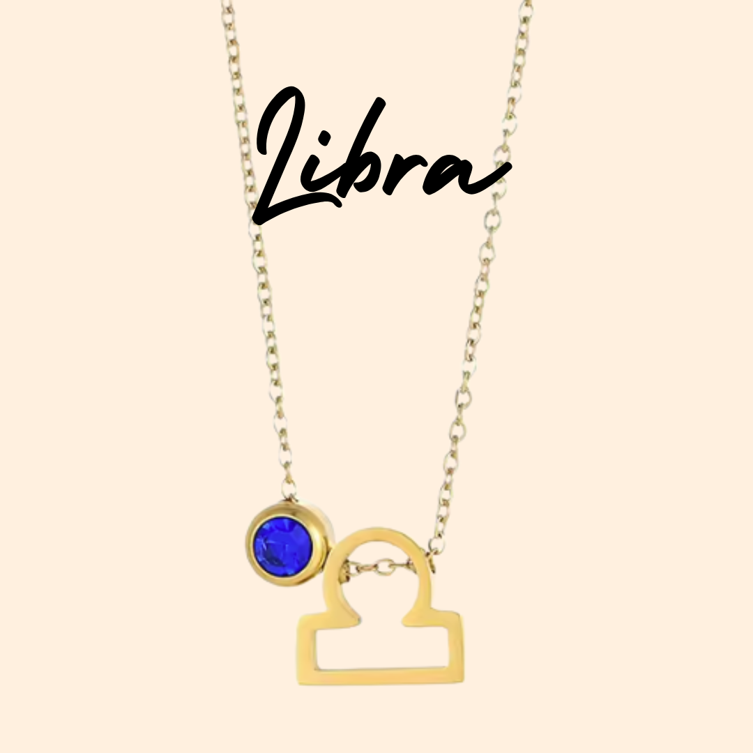 Colgante doble de Símbolo y Zirconita para LIBRA