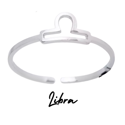Anillo Plateado con Símbolo del Zodiaco