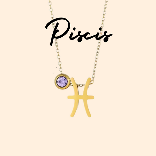 Colgante doble de Símbolo y Zirconita para PISCIS