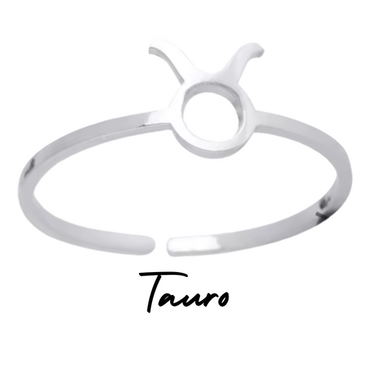Anillo Plateado con Símbolo de TAURO