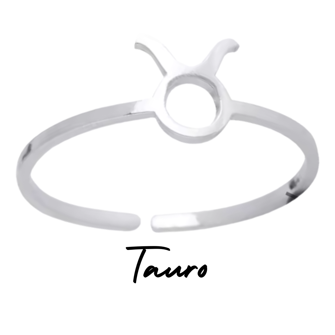 Anillo Plateado con Símbolo del Zodiaco