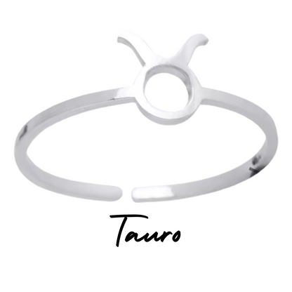 Anillo Plateado con Símbolo del Zodiaco