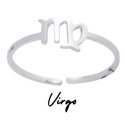 Anillo Plateado con Símbolo de VIRGO