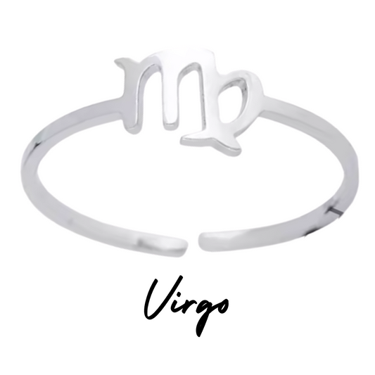 Anillo Plateado con Símbolo de VIRGO